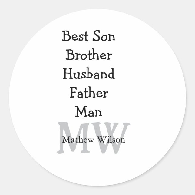 Adesivo Melhor homem filho marido pai aspas adiciona texto (Frente)