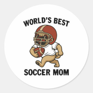 ADESIVO MELHOR MÃE DE FUTEBOL DO MUNDO - JOGADORA PUG
