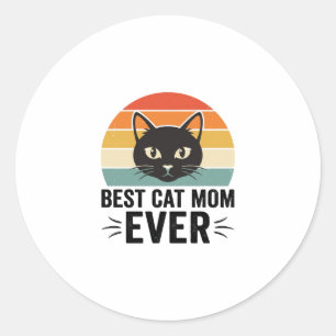 Adesivo Melhor Mãe de Gato de Todos os Tempos Design Retro