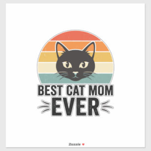 Adesivo Melhor Mãe de Gato de Todos os Tempos Design Retro