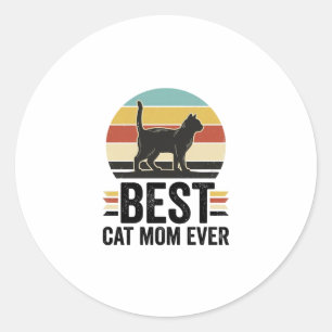 Adesivo Melhor Mãe de Gato de Todos os Tempos Design Retro