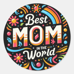 Adesivo Melhor Mãe do Mundo - Floral Vibrante e Arco-íris