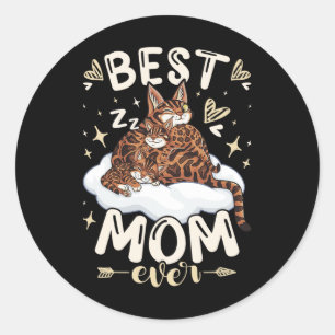 Adesivo Melhor Mãe, Gato Bengal 2 Gatinhos, Dia das Mães,