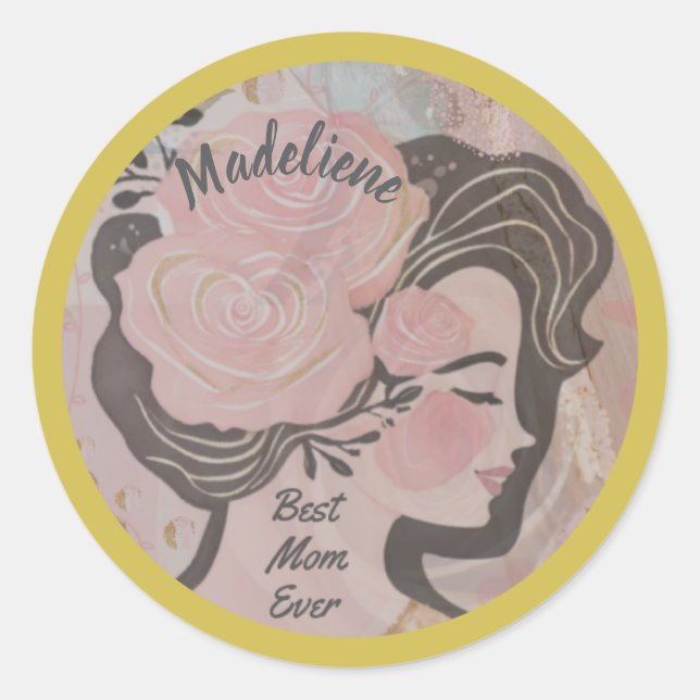 Adesivo Melhor Mãe Já Bonito Flores Douradas Nome Da Ronda (Frente)