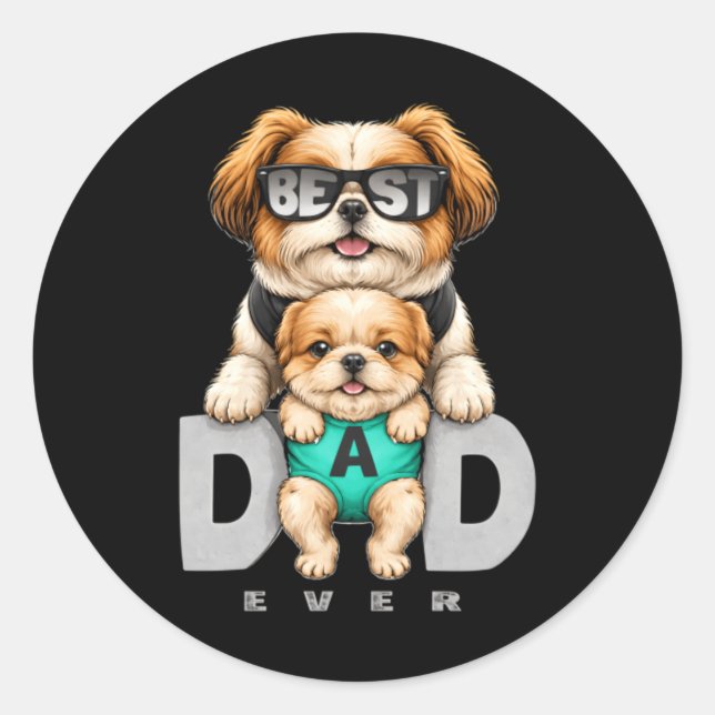 Adesivo Melhor Pai Cachorro Presente Divertido do Dia dos  (Frente)