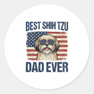 Adesivo Melhor Pai de Shih Tzu Patriótico de Todos os Temp