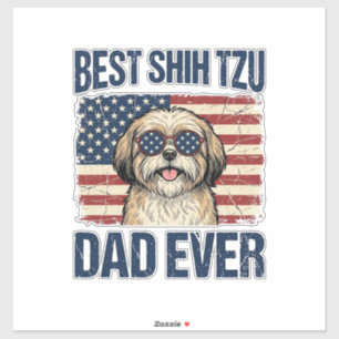 Adesivo Melhor Pai de Shih Tzu Patriótico de Todos os Temp