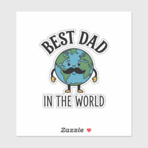 Adesivo Melhor Pai do Mundo Earth Bigode Camisa Design_