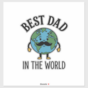 Adesivo Melhor Pai do Mundo Terra Bigode Camisa Design_
