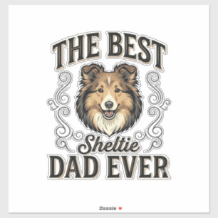 Adesivo Melhor Pai Sheltie de Todos os Tempos Design Vinta