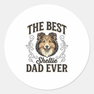 Adesivo Melhor Pai Sheltie de Todos os Tempos Design Vinta