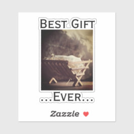 Adesivo Melhor presente para o bebê de Natal em Manger