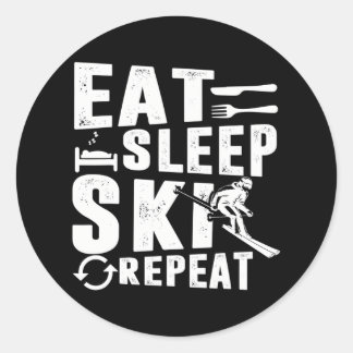 Adesivo Melhor roupa de esqui Comer Sleep Ski Repetir Engr