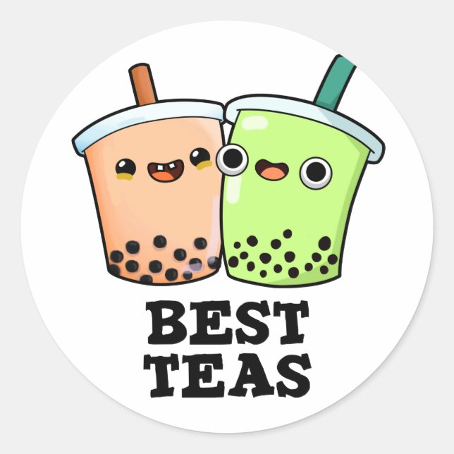 Adesivo Melhor Teas Engraçado Besties Boba Tea Pun (Frente)
