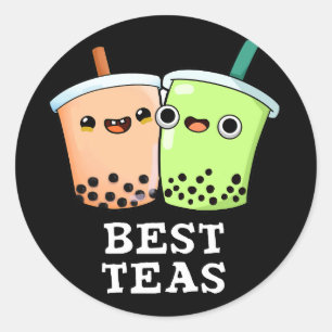 Adesivo Melhor Teas Engraçado Besties Boba Tea Pun Dark BG