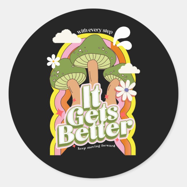 Adesivo Melhora | Boas Vibes e Retro Sentimentos de Groovy (Frente)