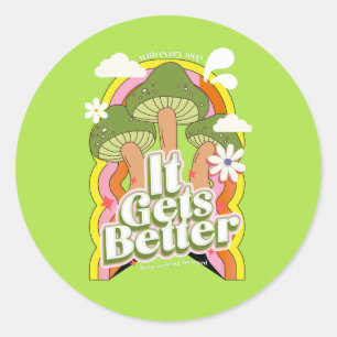 Adesivo Melhora Boas Vibes e Retro Sentimentos de Groovy