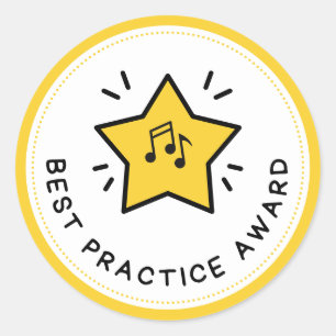 Adesivo Melhores práticas - Notas de música do Prêmio Amar