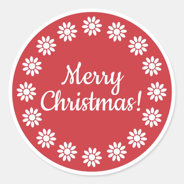 Adesivo Mellow Geo Flowers -red white Merry Christmas +rim (Frente)