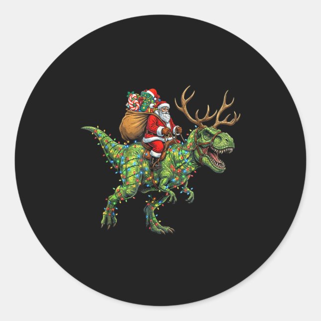 Adesivo Meme 67 Christmas Santa Riding Dinosaur T Rex Boys (Frente)