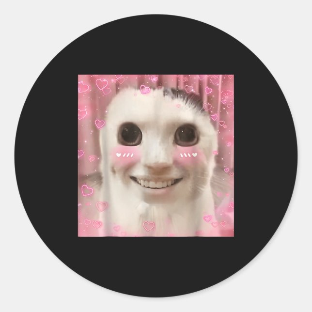 Adesivo Meme de Gato Ahh Dank Cursed Weirore Engraçado Mem (Frente)