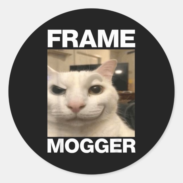 Adesivo Meme de gato mogando quadro (Frente)