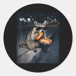 Adesivo Meme de Guaxinim Comendo Cachorro Quente Panda Fam