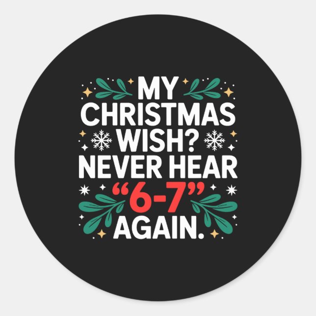 Adesivo Meme de Matemática 67 Engraçado Seis Sete Natal Al (Frente)