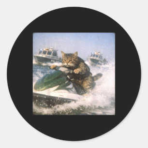 Adesivo Meme de Polícia de Gato Perseguindo Embarcação Hum
