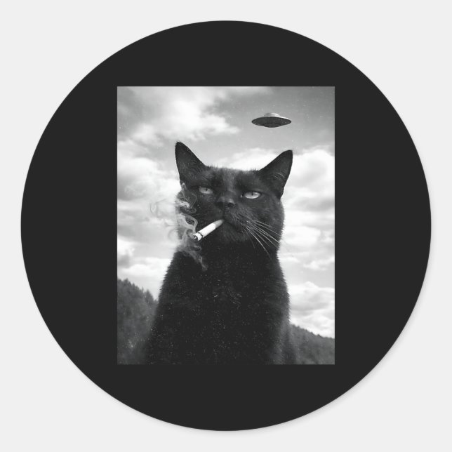 Adesivo Meme de Selfie de Alien Ufo de Gato (Frente)