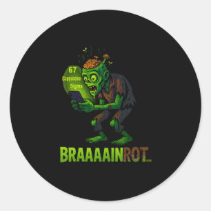 Adesivo Meme Divertido de Zumbi Brainrot 6 7 Halloween Men