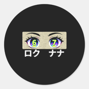Adesivo Meme Divertido Seis Sete 6 E 7 Nos Olhos Do Anime 