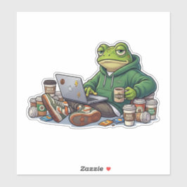 Adesivo Meme do Sapo Exausto pelo Café
