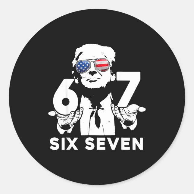 Adesivo Meme engraçado 67 Seis Sete Trump (Frente)