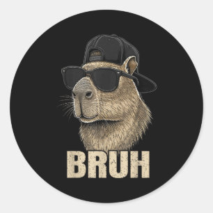 Adesivo Meme Engraçado Bruh Amante de Capivara Óculos de S