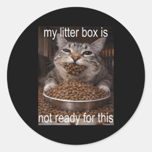 Adesivo Meme engraçado de gato faminto antes da bagunça da