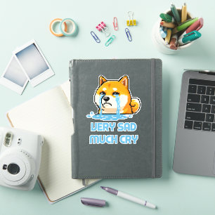 Adesivo Meme engraçado de um cachorro Shiba Inu em pixel a
