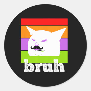 Adesivo Meme Engraçado Dizendo Bruh com Cat-cinco De Mayo-