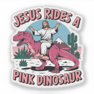 Adesivo Memes Engraçados de Jesus, Jesus Monta um Dinossau