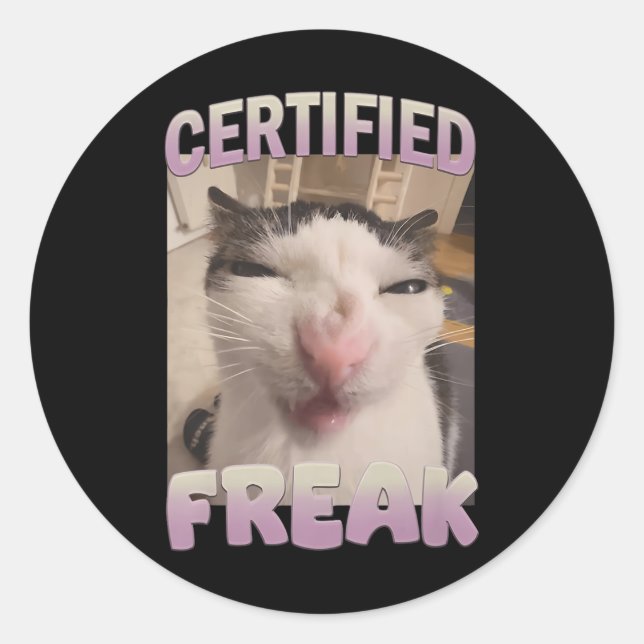 Adesivo Memória de Gato Freak Certificado Meme Offensive M (Frente)