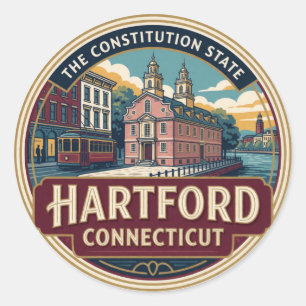 Adesivo Memória de Viagem Histórica da Capital Hartford Co