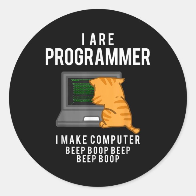 Adesivo Memória Engraçado do Programador de Cat do Computa (Frente)