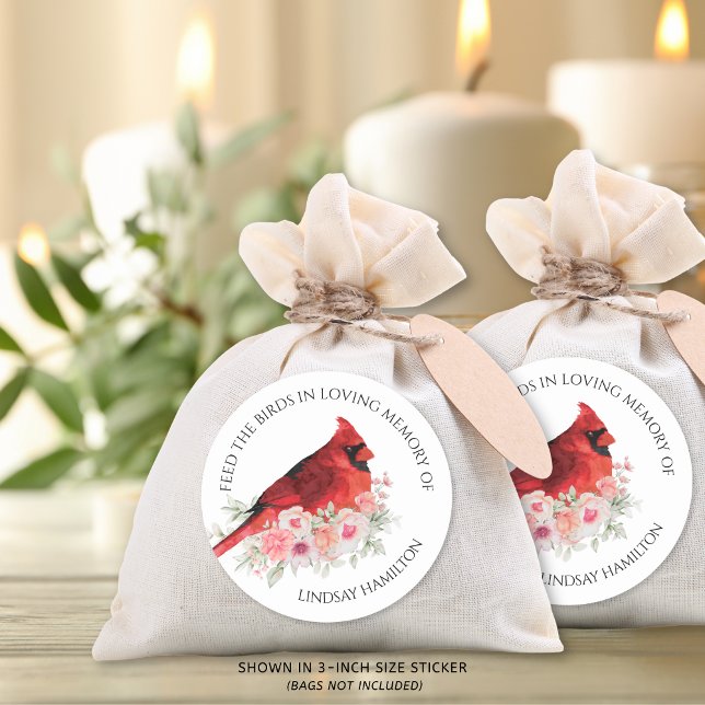 Adesivo Memorial Bird Seed Watercolor Favor Cardinal (Criador carregado)