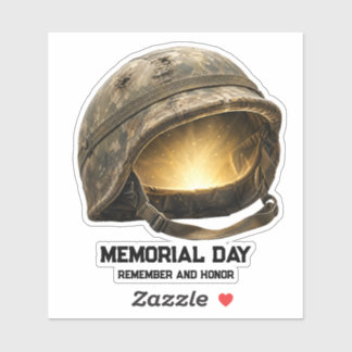 Adesivo Memorial Day Homenagem ao Capacete de Soldado Bril