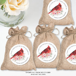 Adesivo Memorial Flower Seeds Watercolor Favor Cardinal