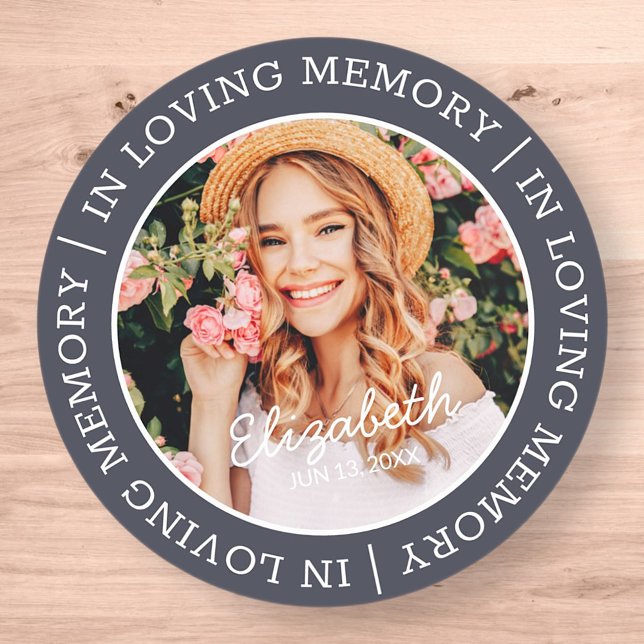 Adesivo Memorial In Loving Memory Modern Custom Photo (Criador carregado)