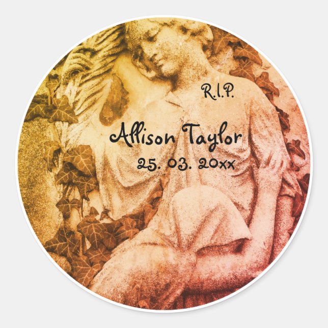 Adesivo Memorial ou Funeral - Luto com Anjo (Frente)