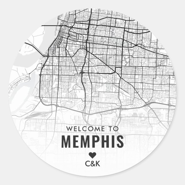 Adesivo Memphis, Mapa da cidade do Tennessee | Boas-vindas (Frente)