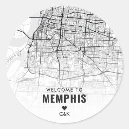 Adesivo Memphis, Mapa da cidade do Tennessee | Boas-vindas