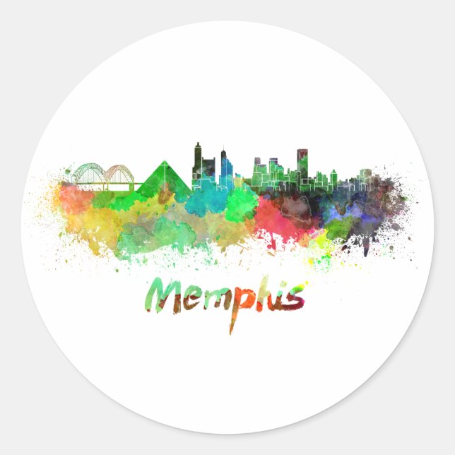 Adesivo Memphis skyline in watercolor (Frente)